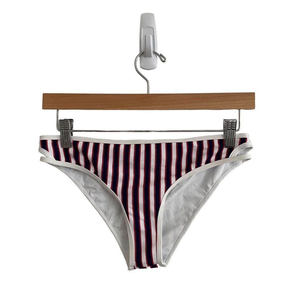 L* Space Rachel Bikini Bottom Classic Stripes Nautical Cut Out Sz Small